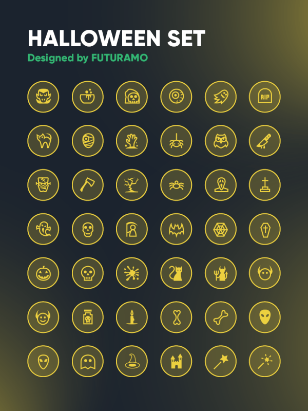 futuramo halloween icons set