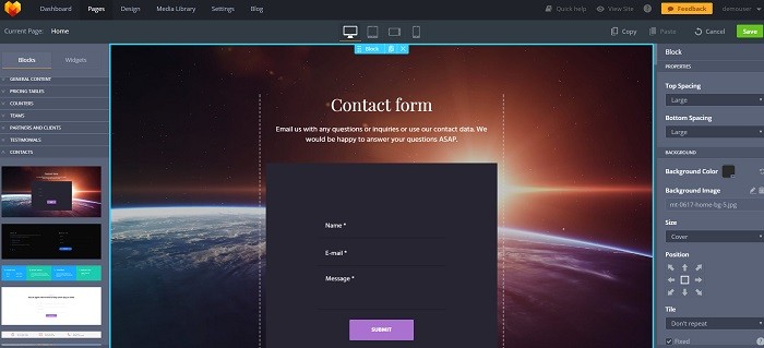 contact form create website
