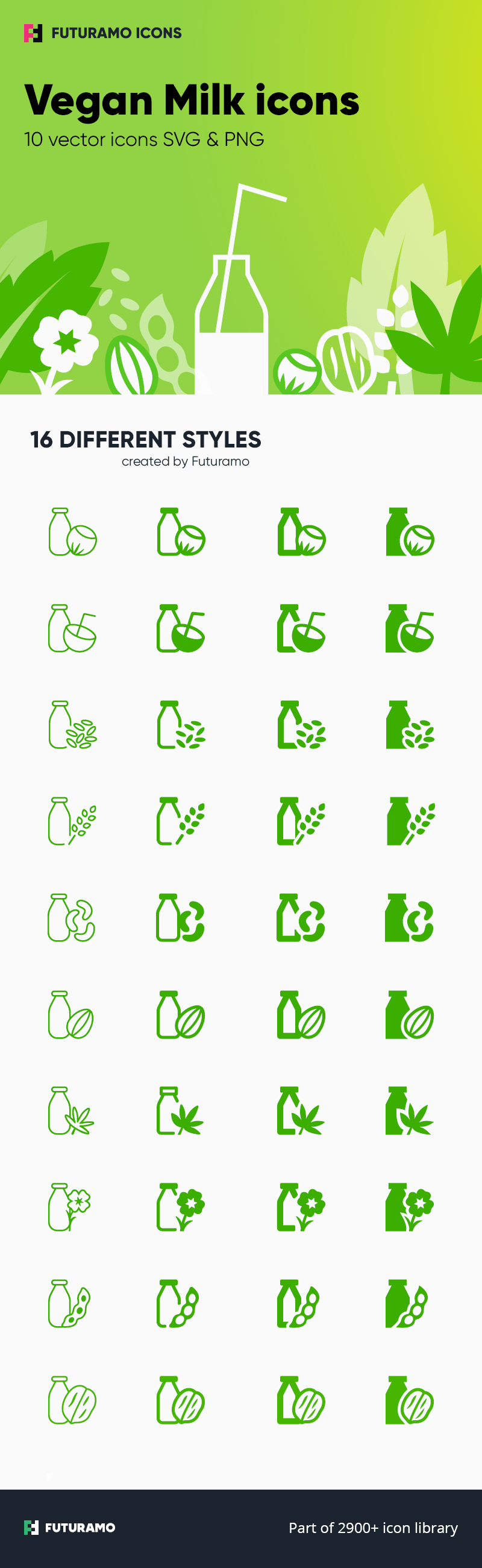 vegan milk icons by futuramo infographic