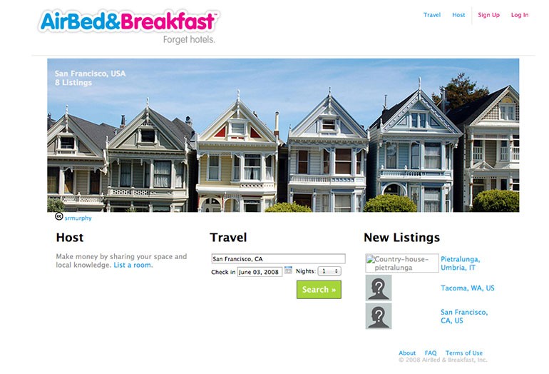 Airbnb first website old design