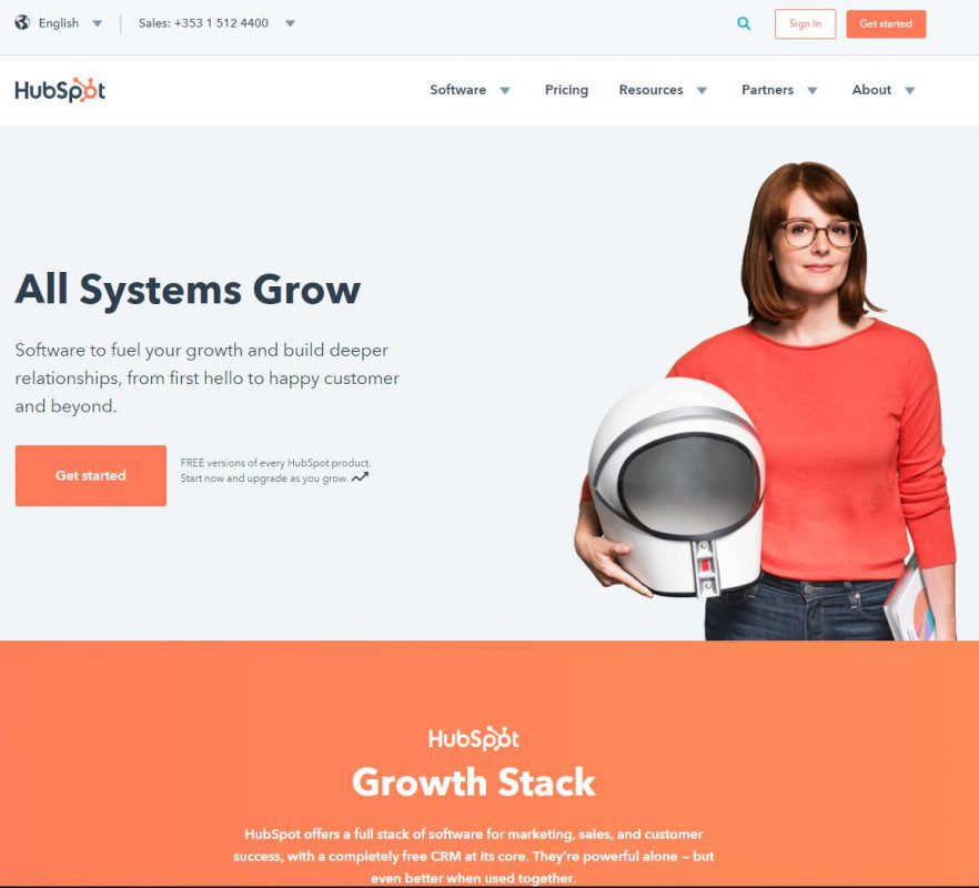 HubSpot website in 2018 redesign example