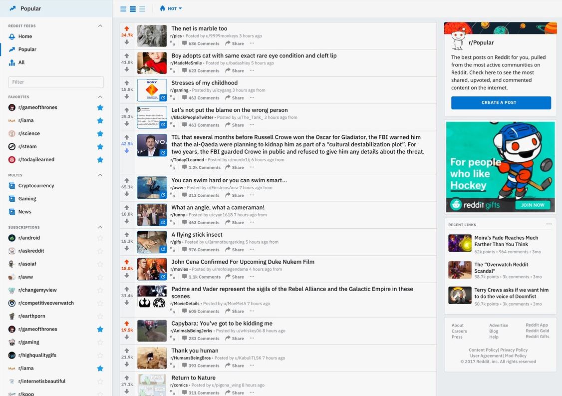 Reddit website 2018 redesign example