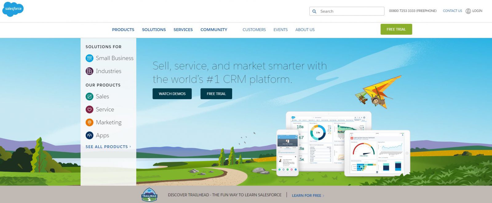 Salesforce website in 2018 redesign example