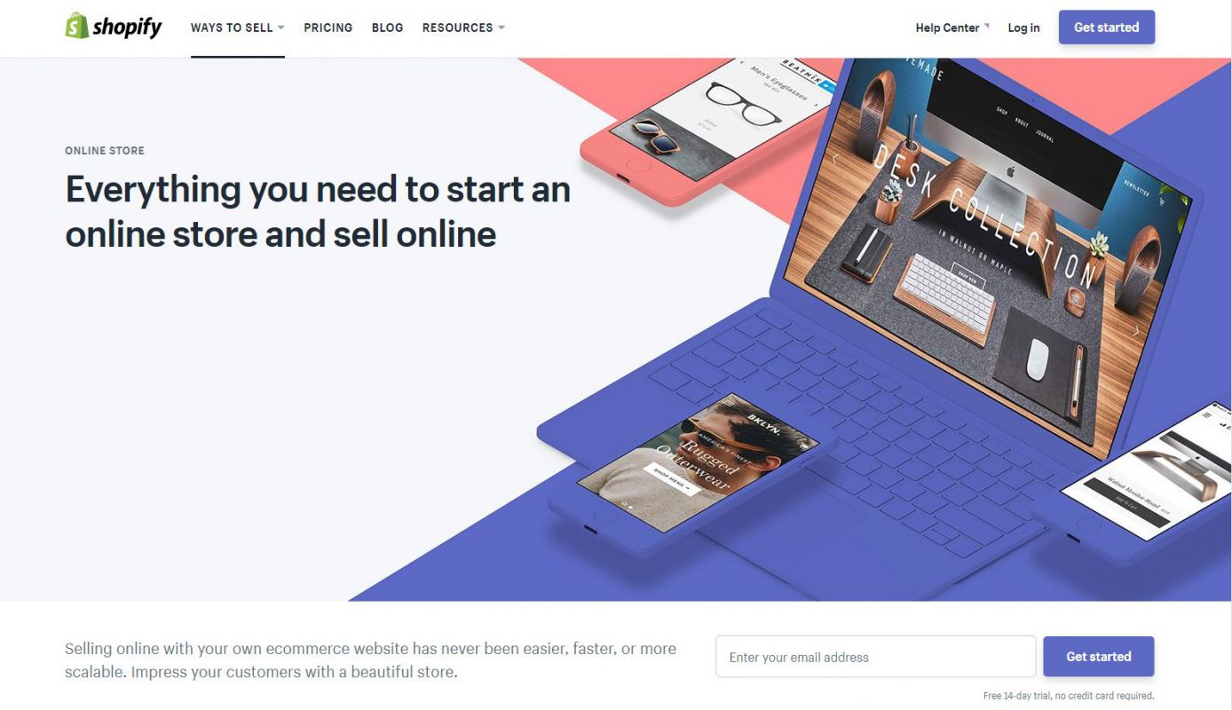 Shopify website in 2018 redesign example