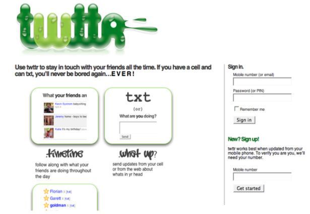 Twitter first website old design