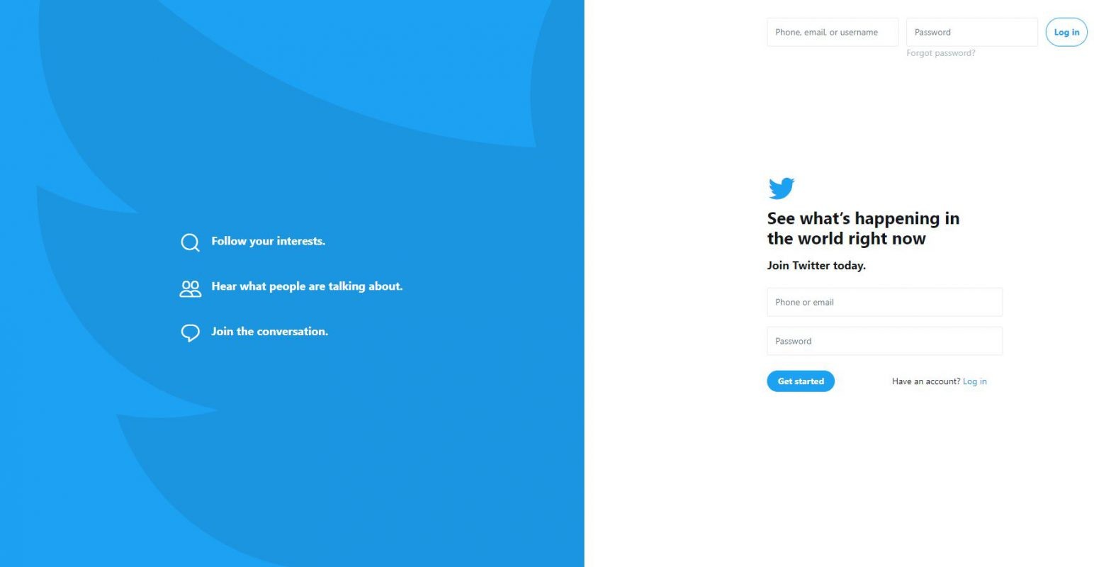 Twitter website in 2018 redesign example