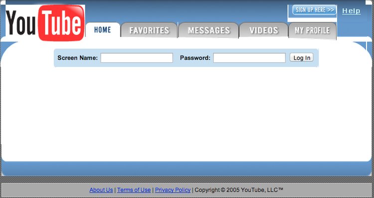 first YouTube website old design