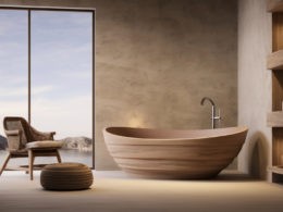 A Minimalist Bathroom with a Freestanding Bathtub