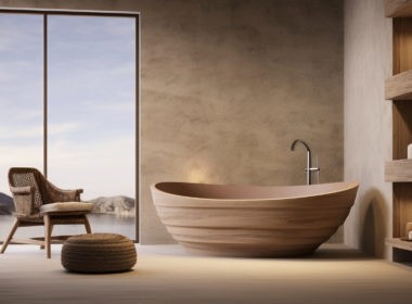 A Minimalist Bathroom with a Freestanding Bathtub