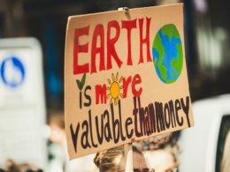 EARTH IS MORE VALUABLE THAN MONEY. Global climate change strike - No Planet B - 09-20-2019