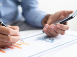 Business man working with diagram.