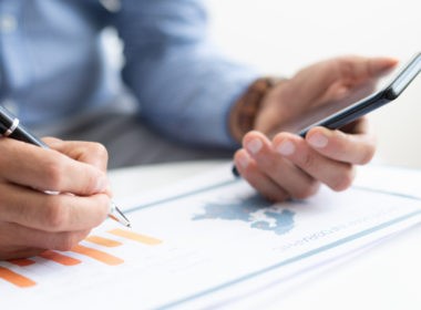 Business man working with diagram.