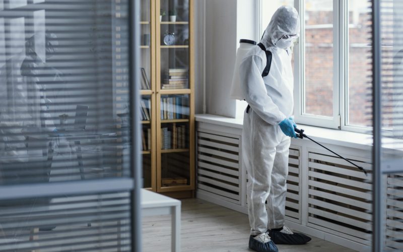 disinfecting an office