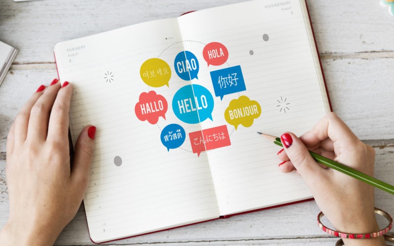 Different Language Speech Bubble Hello Concept