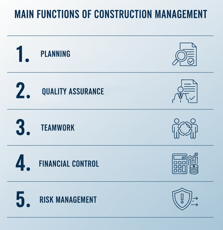 Main functions of construction management