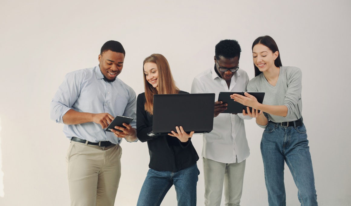 Young international people working together