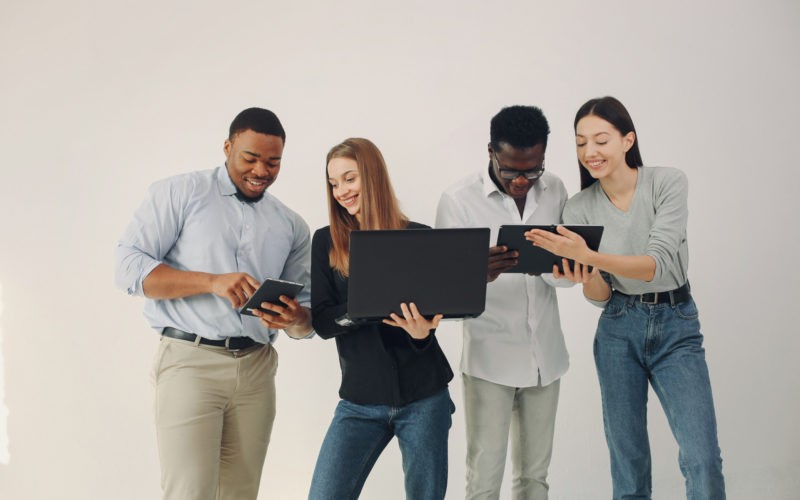 Young international people working together