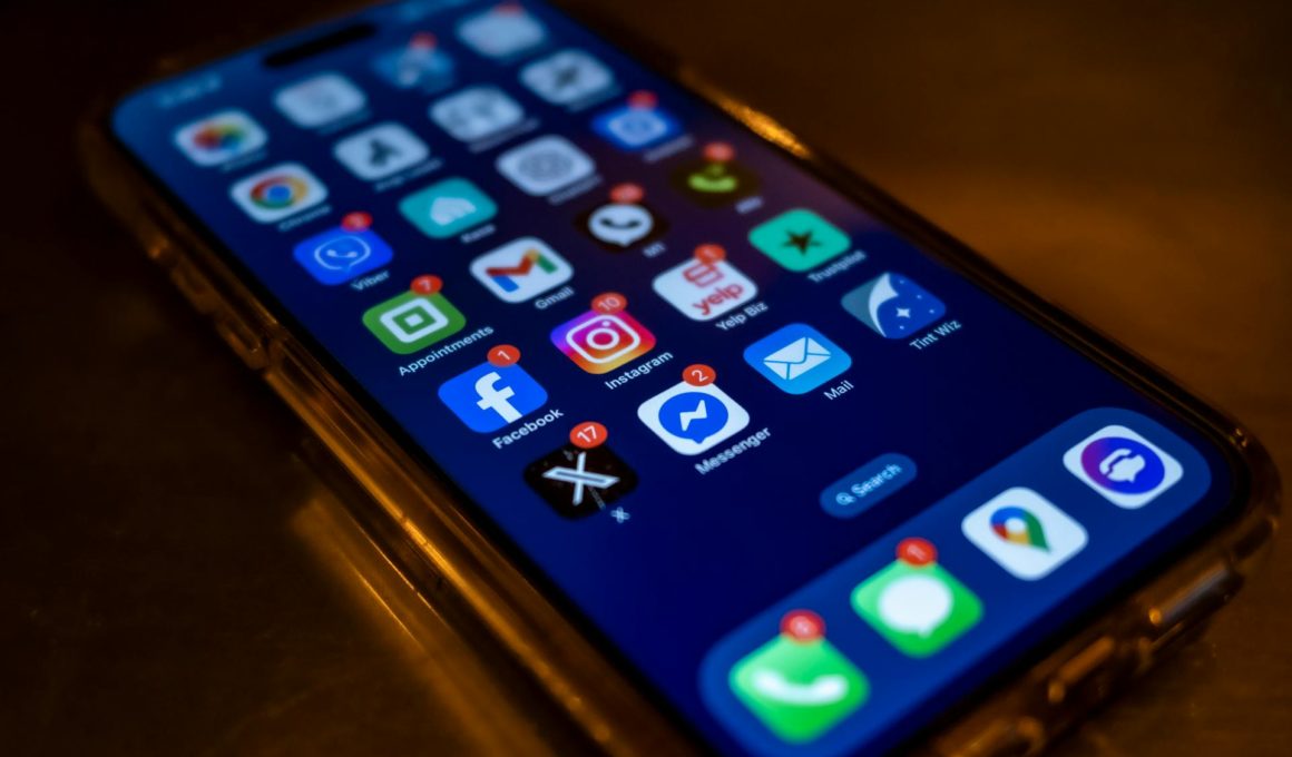 Smartphone with Social Media Icons