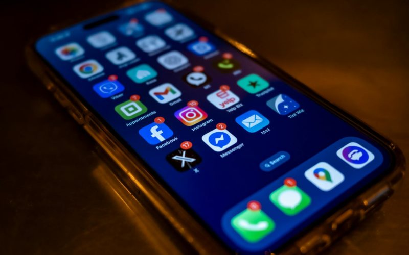 Smartphone with Social Media Icons