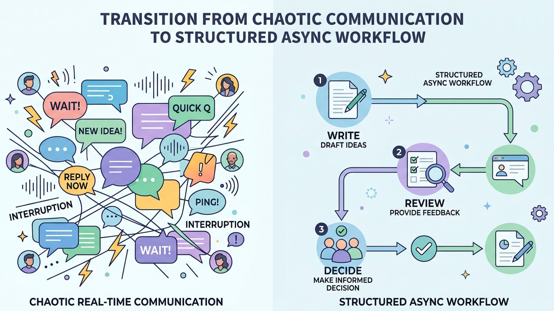 Transition from chaotic communication to structured async workflow