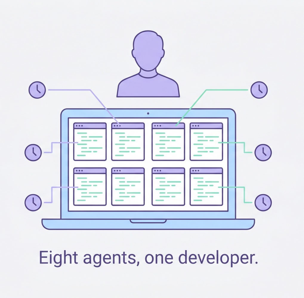 Cursor's parallel-agent model: one developer, multiple concurrent workstreams.