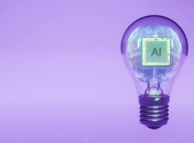Ai brain inside a lightbulb illustrates an idea
